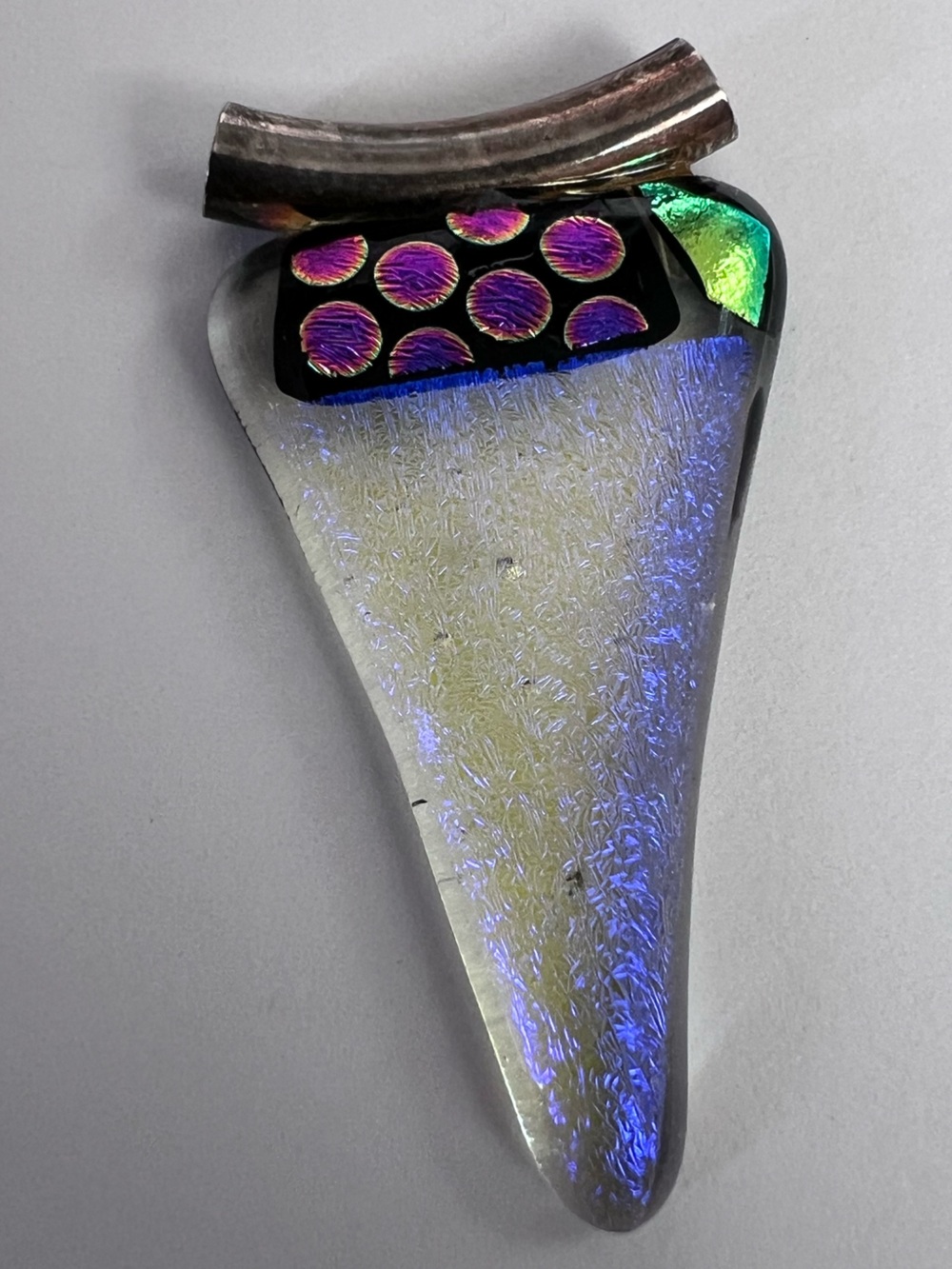 Dichroic Art Glass pendant charm 90s vibe neon geometric funky artsy mystical